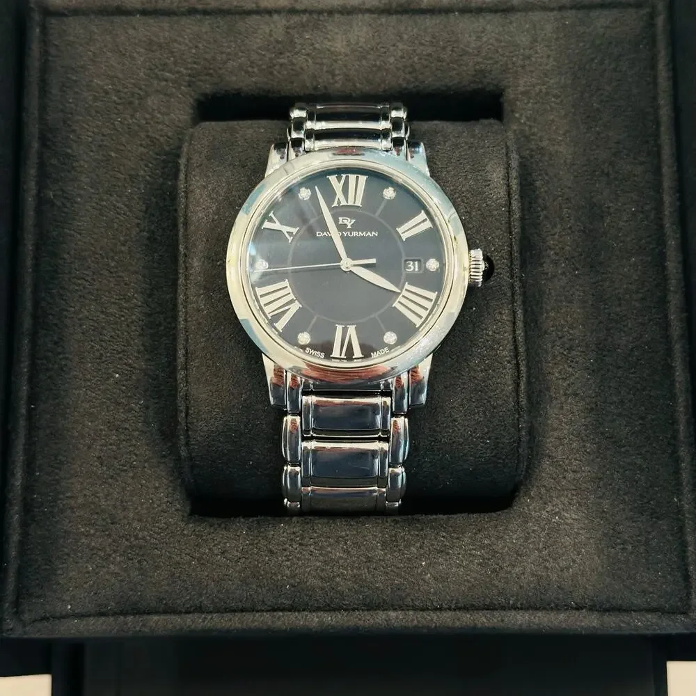 David Yurman Classic Watch Stainless Steel Black Mother of Pearl Dial 38mm
